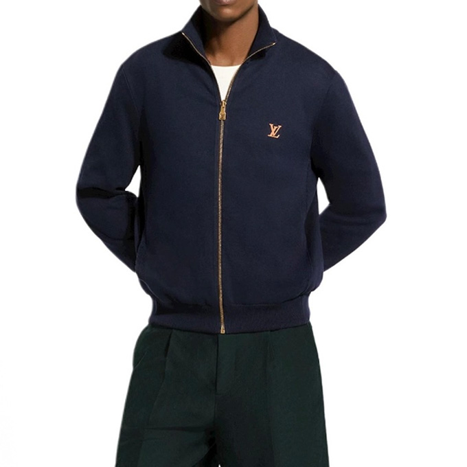 lv louis vuitton leather logo reversible full zip jacket